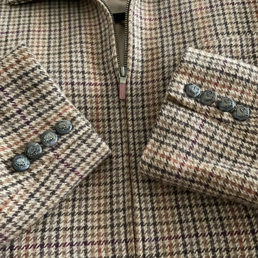 Lauren Ralph Lauren Houndstooth Plaid Zipper Virgin Wool Jacket - Picture 7 of 14